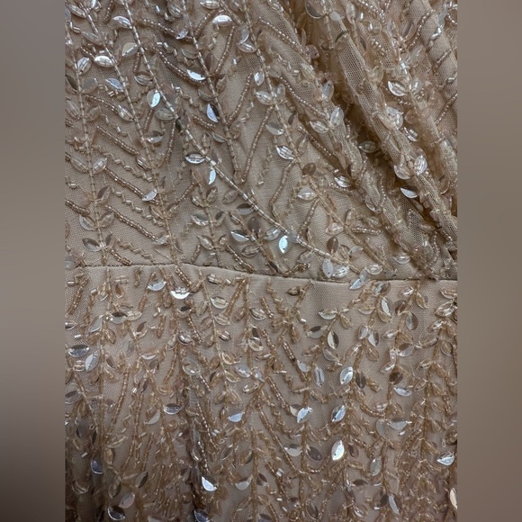 NWT | Mac Duggal 35109 Nude Pink Embellished Flutter Sleeve Gown Size 10 - Picture 11 of 13